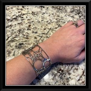 Sterling Silver Wide Cuff Bracelet Boho